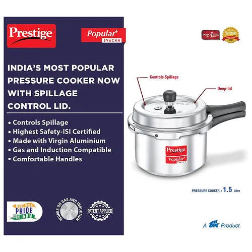 PRESTIGE | COOKER |ALU SVACHH 1.5L | POP PLS OUTER LID |PR CKR