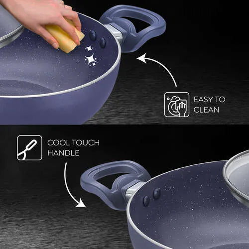 PRESTIGE | NON STICK COOKWARE |CERAGLIDE |NSTK DEEP KADAI |28CM WGL BLUE