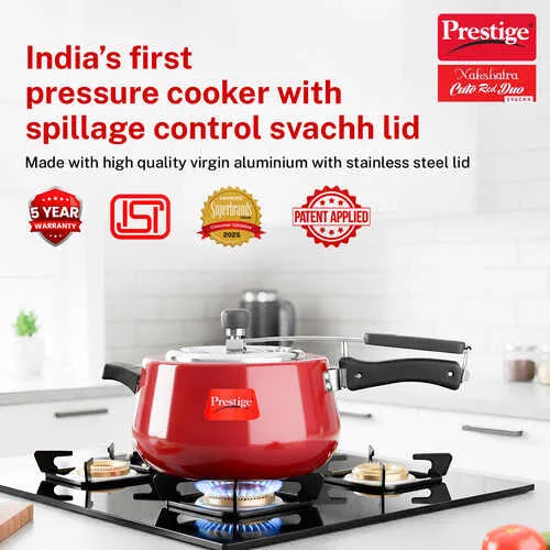 PRESTIGE | COOKER |CUTE METALIC RED DUO |SVACH 5L |PR COOKER