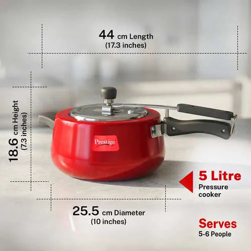PRESTIGE | COOKER |CUTE METALIC RED DUO |SVACH 5L |PR COOKER