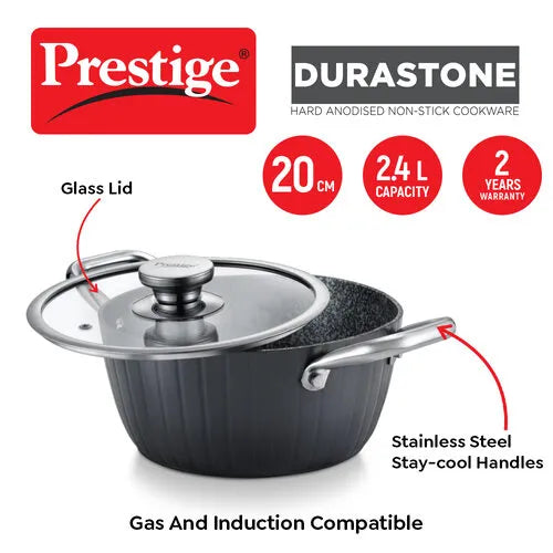 PRESTIGE | NON STICK COOKWARE |DURASTONE |DIA 200 |CASSEROLE |WGL HA NSTK