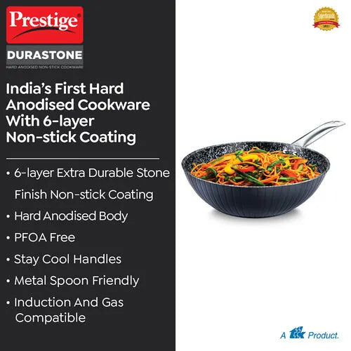 PRESTIGE | NON STICK COOKWARE |DURASTONE |DIA 280 |KADAI WGL HA |WITH NSTK