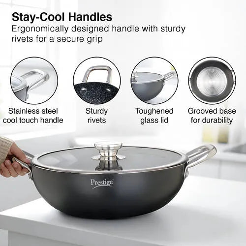 PRESTIGE | NON STICK COOKWARE |DURASTONE DIA 300 |DEEP KADAI WGL |HA NSTK