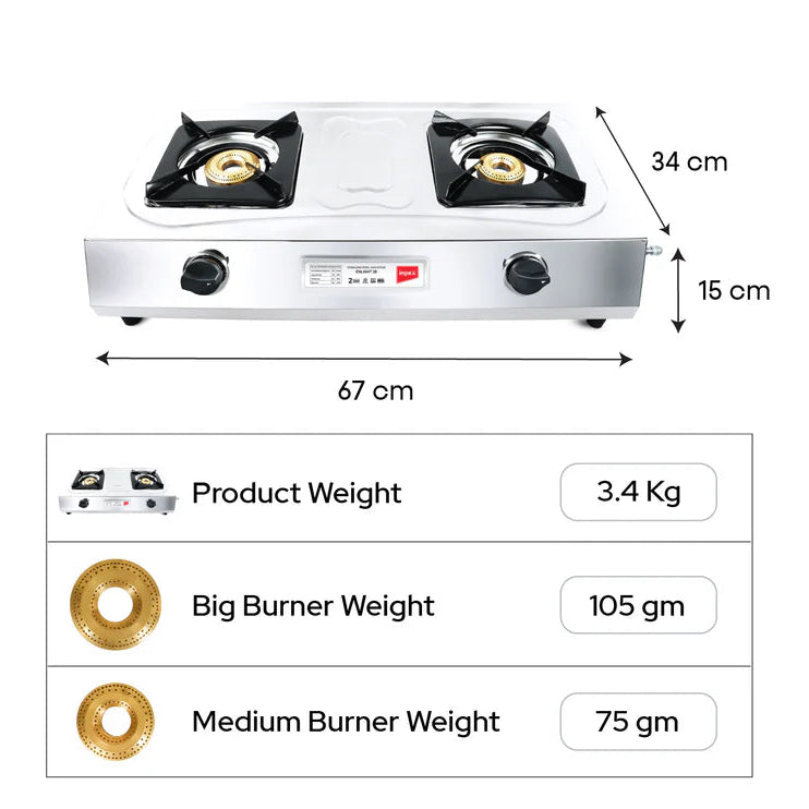 IMPEX | STAINLESS STEEL| GAS STOVE | (ENLIGHT 2B)