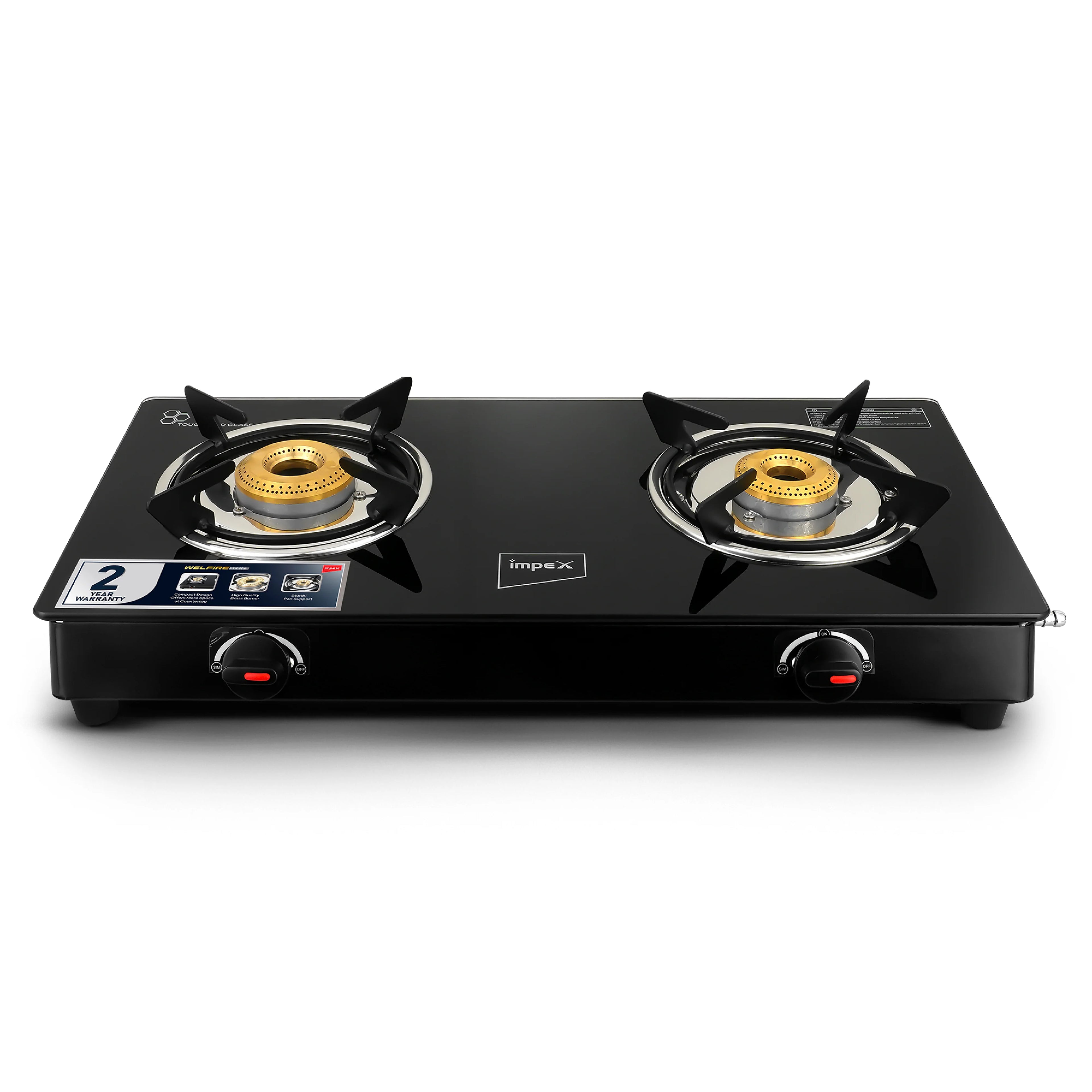 IMPEX| GLASS TOP | GAS STOVE | 2B| (WELFIRE 2B)