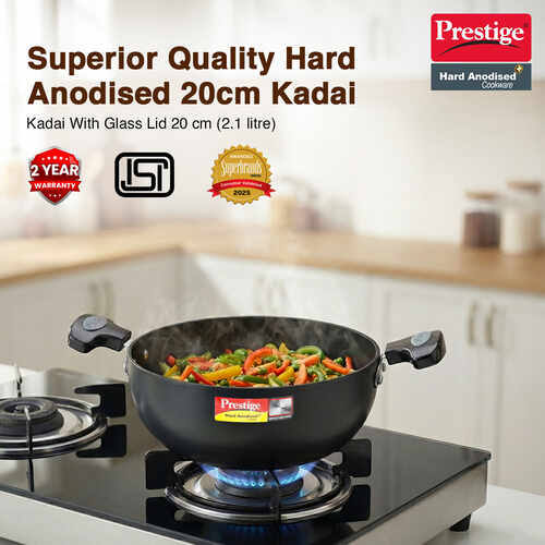 PRESTIGE | COOKWARE |HA KADAI DIA 200mm |WITH GALSS LID CW