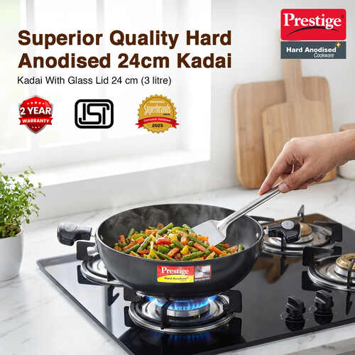 PRESTIGE | COOKWARE |HA KADAI DIA 240MM| WITH GALSS LID CW
