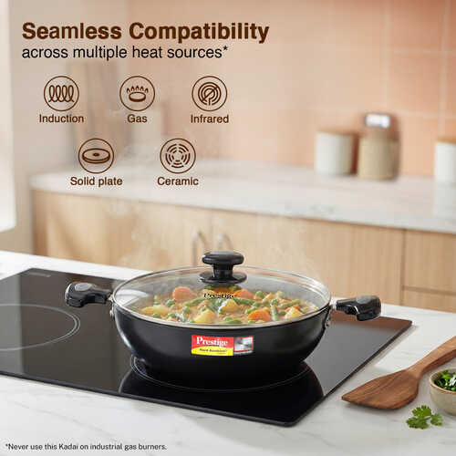 PRESTIGE | COOKWARE |HA KADAI DIA 240MM| WITH GALSS LID CW