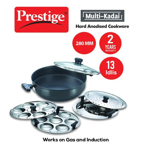 PRESTIGE | COOKWARE |HA MULTI KADAI |DIA 280 |WITH GLASS LID