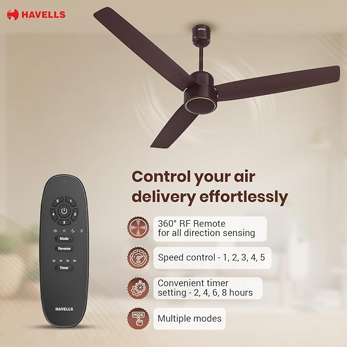 HAVELLS | CELLING FAN| 1200 MM| BLDC EPIC|  COCOA BROWN