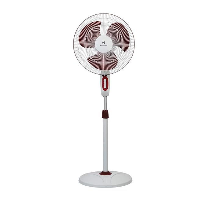 HAVELLS | PEDESTAL FAN| 400 MM |ACCELERO HS | WHITE RED