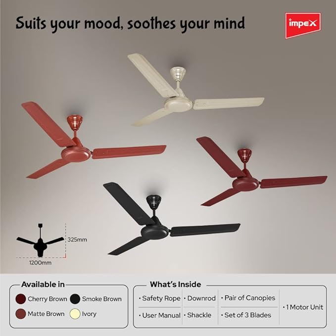 IMPEX | CELLING FAN | 1200MM | WHIZSTAR CHERRY | BROWN