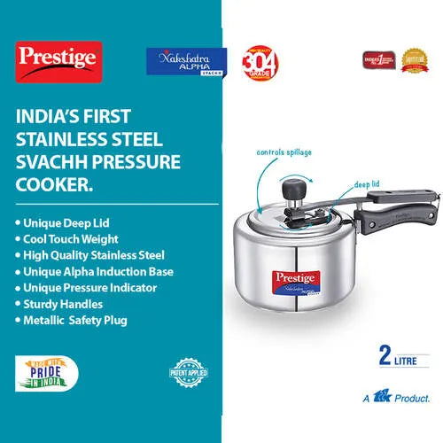 PRESTIGE | COOKER |INNER LID SS |NAKSHTRA SVACHH| SS 2L PR CKR