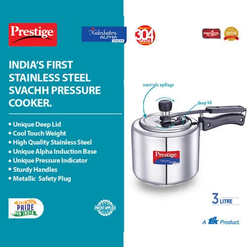 PRESTIGE | COOKER |INNER LID SS |NAKSHTRA SVACHH |SS 3L PR CKR