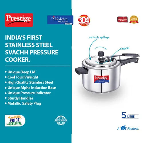 PRESTIGE | COOKER |INNER LID |SS NAKSHATRA SVACHH| SS 5L PR CKR