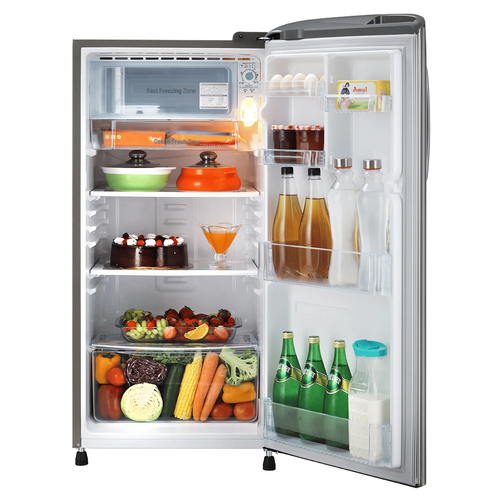 LG | 3 STAR | DIRECT COOLING | SINGLE DOOR | SMART INVERTER COMPRESSOR | GLD1936ZAPZ SHINY STEEL