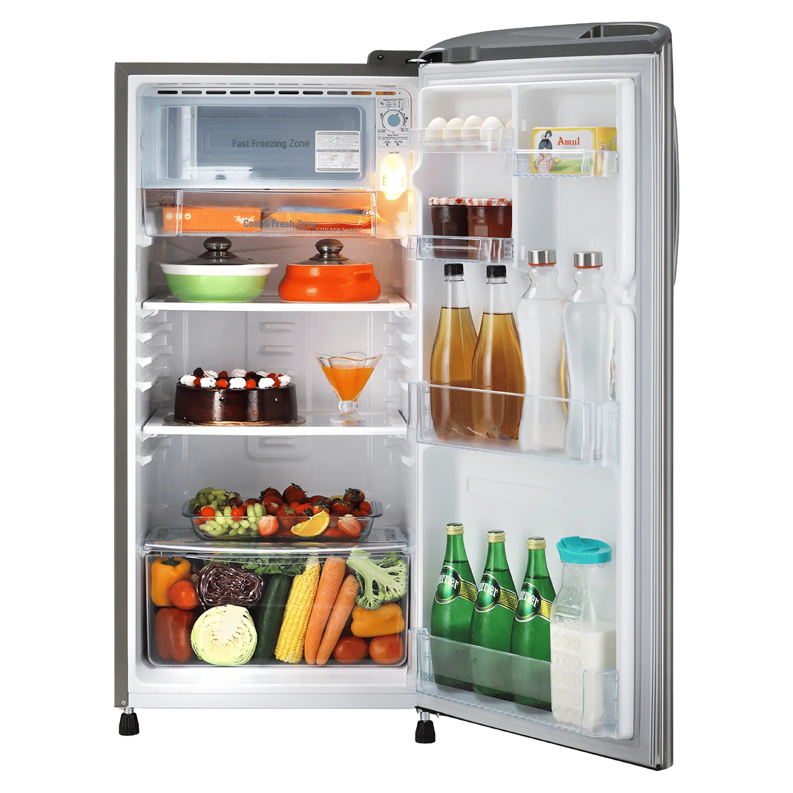 LG | 3 STAR | DIRECT COOLING | SINGLE DOOR | SMART INVERTER COMPRESSOR | GLD1936ZAPZ SHINY STEEL
