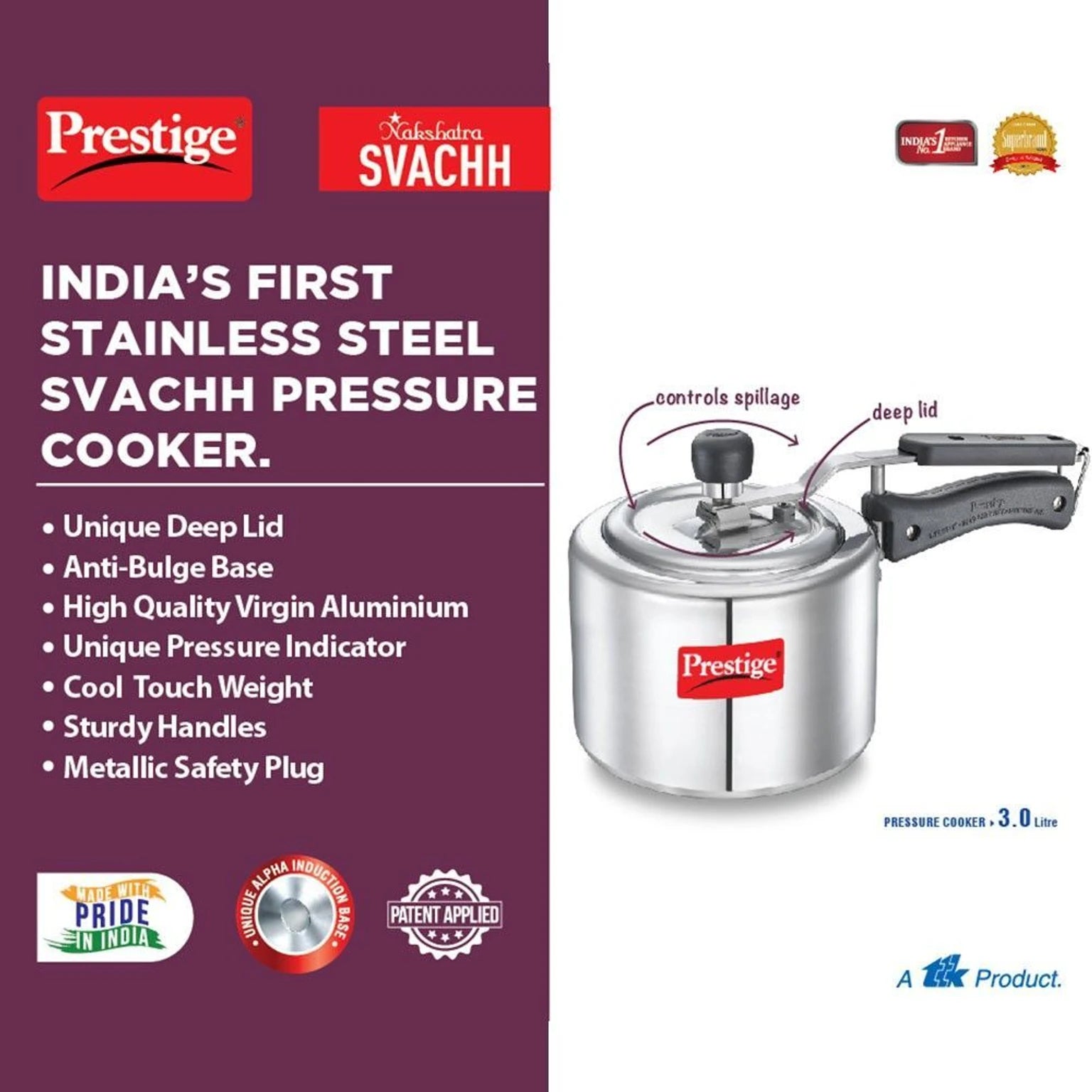 PRESTIGE | COOKER |NAKSHATRA SVACHH |AL PR COOKER |ST WAL 3L