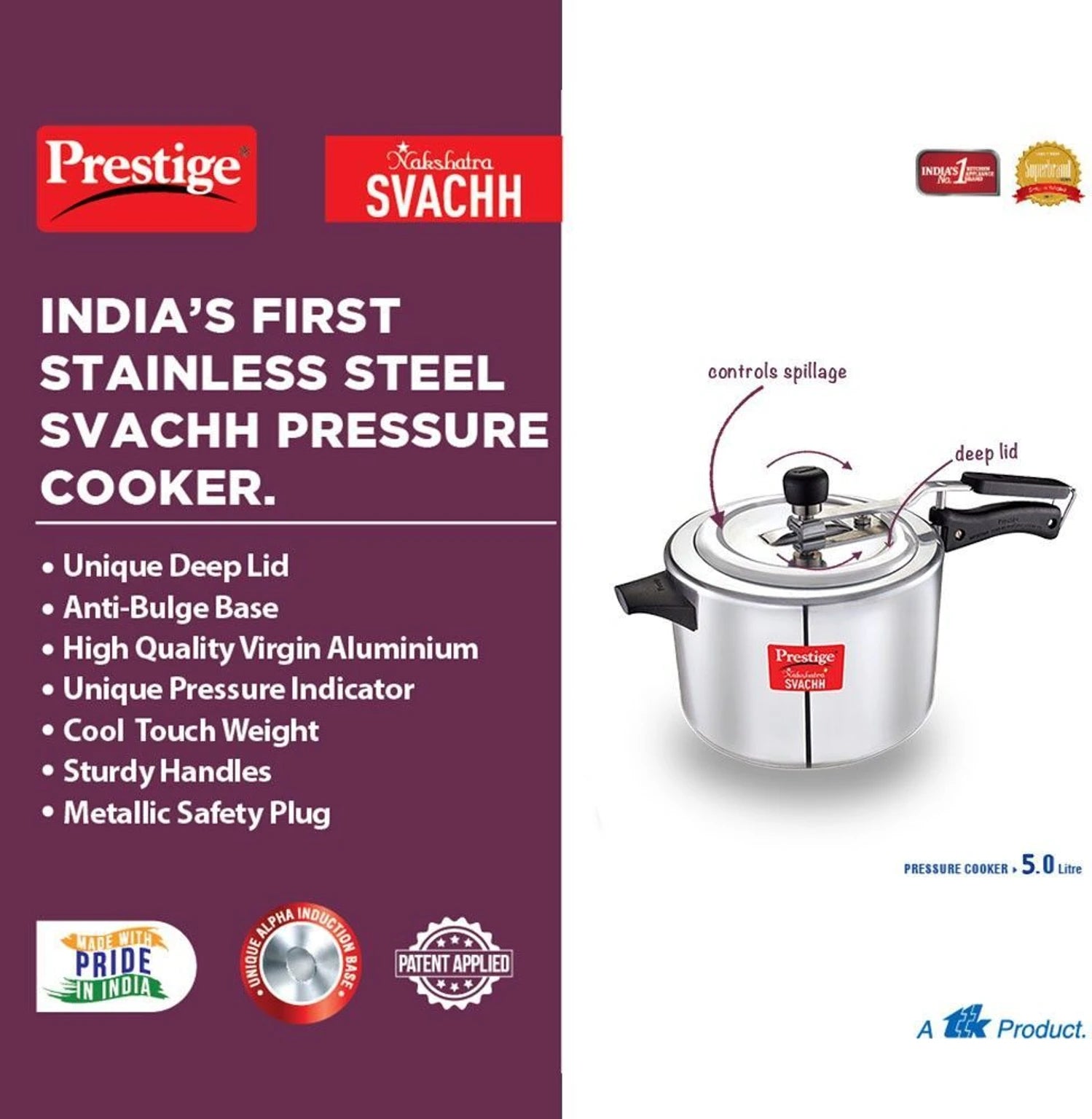 PRESTIGE | COOKER |NAKSHATRA SVACHH |AL PR COOKER |ST WAL 5L
