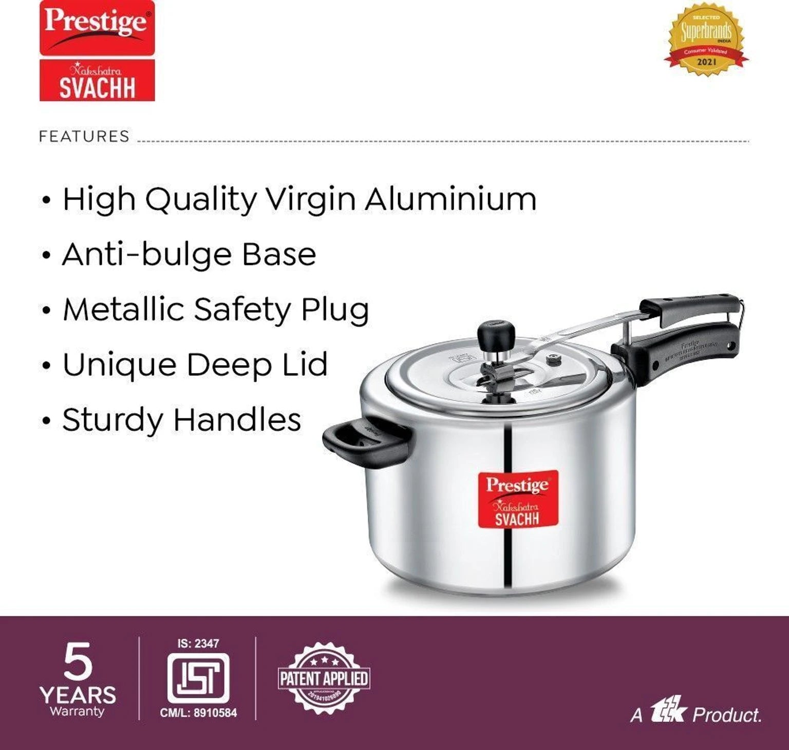 PRESTIGE | COOKER |NAKSHATRA SVACHH |AL PR COOKER | ST WAL 8L