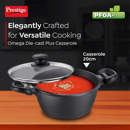 PRESTIGE | NON STICK COOKWARE |OMEGA DIE CAST PLUS |DIA 200MM |CASSEROLE