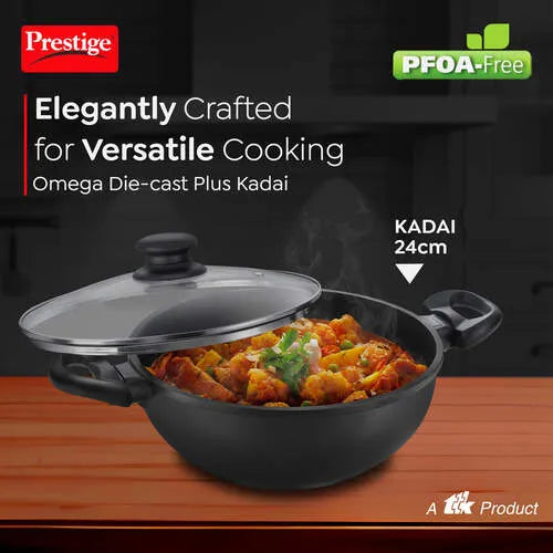 PRESTIGE | NON STICK COOKWARE |OMEGA DIE CAST PLUS |DIA 240MM |KADAI