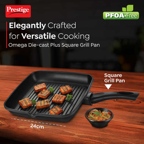 PRESTIGE | NON STICK COOKWARE |OMEGA DIECAST PLUS |GRILL PAN |240mm