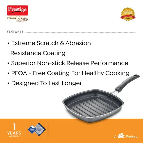 PRESTIGE | NON STICK COOKWARE |OMEGA SLT PLUS |SQUARE GRILL PAN |250MM