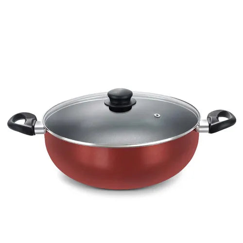 PRESTIGE | NON STICK COOKWARE |OMG DLX DEEP KADAI |240 W GLASS LID