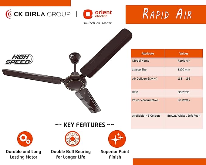 ORIENT | CELLING FAN | 1200 MM | ARTIC AIR SOFT|  PEARL 1 STAR