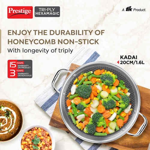PRESTIGE | COOKWARE |200 KADAI TRIPLY |CW HEXAMAGIC