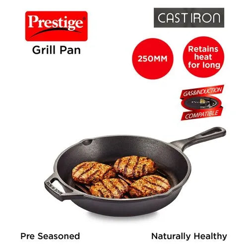 PRESTIGE | COOKWARE |CAST  IRON |GRILL PAN |250 WO LID