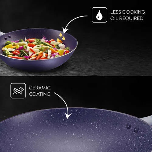 PRESTIGE | NON STICK COOKWARE |CERAGLIDE |NSTK WOK |28CM BLUE