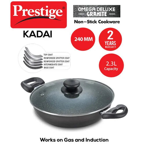PRESTIGE | NON STICK COOKWARE |DLX GRANITE | KADAI 240 |MM WL