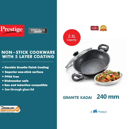 PRESTIGE | NON STICK COOKWARE |DLX GRANITE | KADAI 240 |MM WL