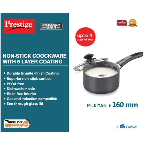 PRESTIGE | NON STICK COOKWARE |DLX GRANITE |MILK PAN |160MM