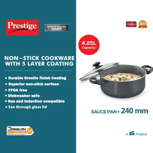 PRESTIGE | NON STICK COOKWARE |DLX GRANITE |SAUCEPAN 240 |MM WL