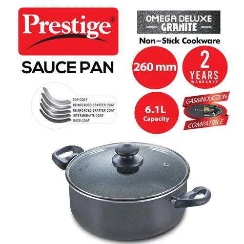 PRESTIGE | NON STICK COOKWARE |DLX GRANITE |SAUCEPAN 260 |MM WL