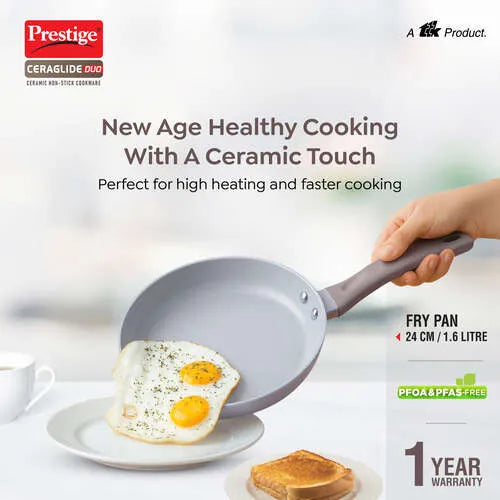 PRESTIGE | NON STICK COOKWARE |GREY CERAMIC  |FRYPAN 24CM