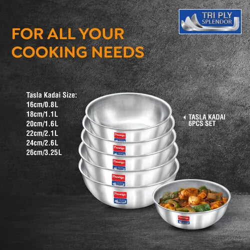 PRESTIGE | COOKWARE |SPLENDOUR TRI PLY |TASLA 6 PC SE