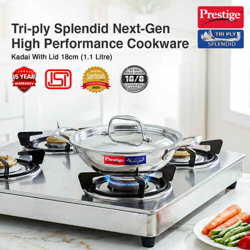PRESTIGE | COOKWARE |TRIPLY SPLENDID |18 CM KADAI WL