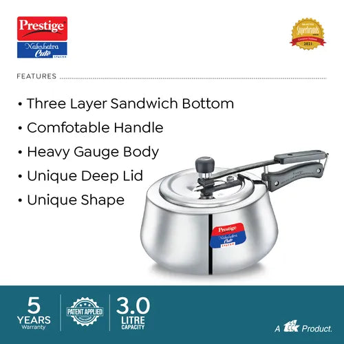 PRESTIGE | COOKER |SS 3L SVACHH |CUTE IL |PRESSURE COOKER