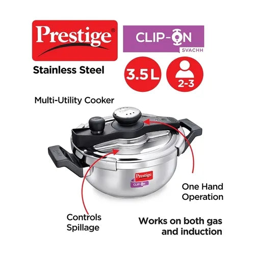 PRESTIGE | COOKER |SS CLIP ON |SVACH 3.5L |PRESURE KADAI 22cm