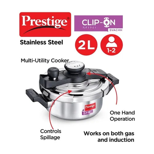 PRESTIGE | COOKER |SS CLIP ON |SVACHH 2L |PRESURE COOKER 18cm
