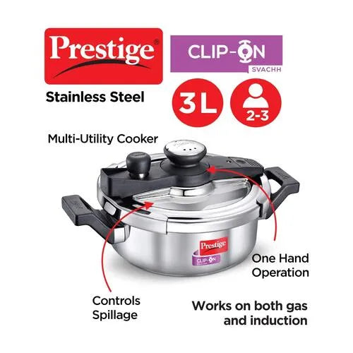 PRESTIGE | COOKER |SS CLIP ON |SVACHH 3L |PRESURE COOKER 22cm