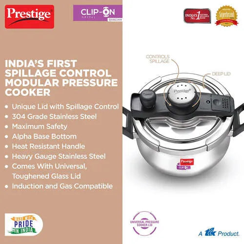 PRESTIGE | COOKER |SS CLIP ON |SVACHH 3L |PRESURE HANDI 18cm