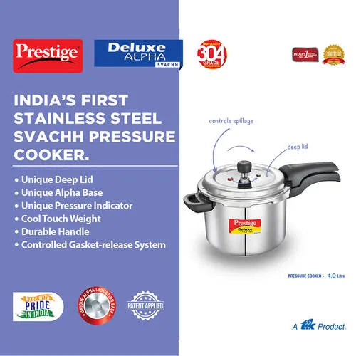 PRESTIGE | COOKER |SS DLX ALPHA SVACHH 4L| PRESSURE COOKER