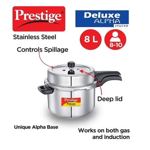 PRESTIGE | COOKER |SS DLX ALPHA SVACHH 8L | PRESSURE COOKER