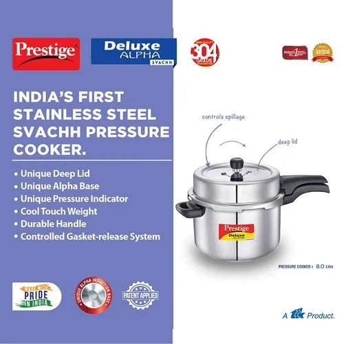 PRESTIGE | COOKER |SS DLX ALPHA SVACHH 8L | PRESSURE COOKER