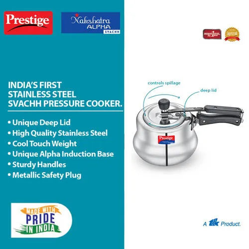 PRESTIGE | COOKER |SS NAK ALPHA SVACHH |5.5L PRESSURE HANDI